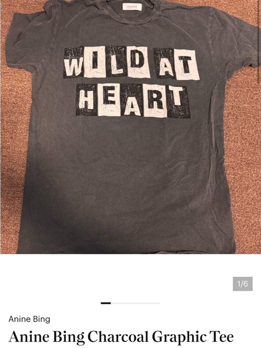 Anine Bing Kids Charcoal 'Wild At Heart' Graphic Tee